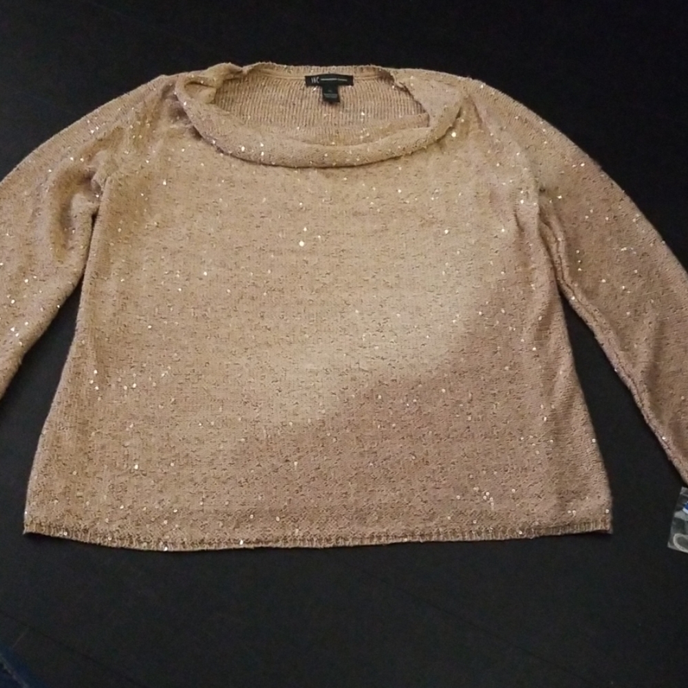 INC Gold Sparkle Sweater (XL)